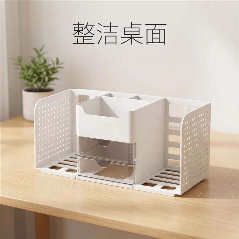 多功能桌面书架立式学生高中生多格抽屉式工艺设计桌面办公二合一