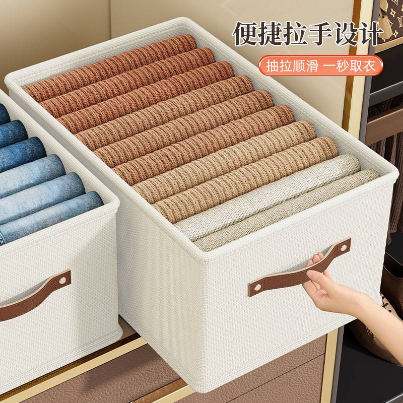 无盖牛津布PP衣服收纳盒皮手提可折叠衣柜衣物裤子分类家用整理箱