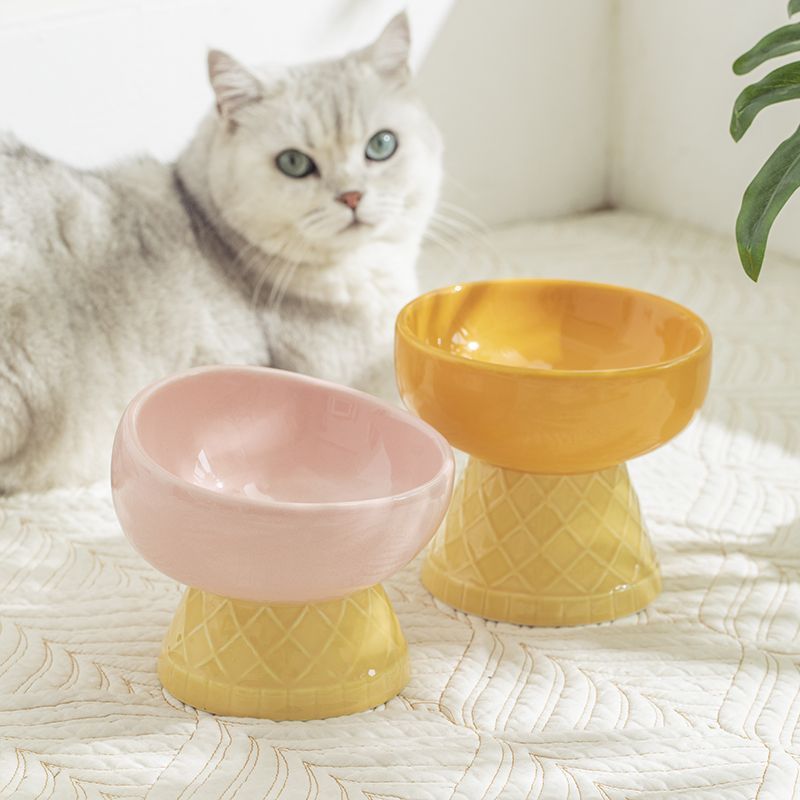 猫碗陶瓷斜口保护颈椎饮