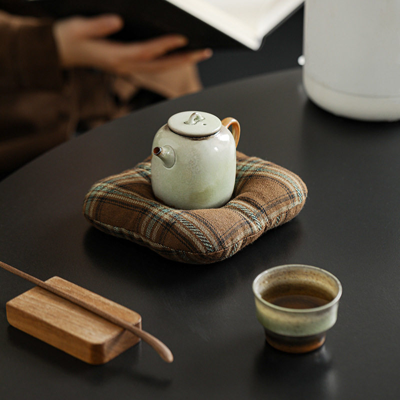 日式杯垫布艺拍照美食摄影道具韩式ins风方形格子茶壶底托隔热垫