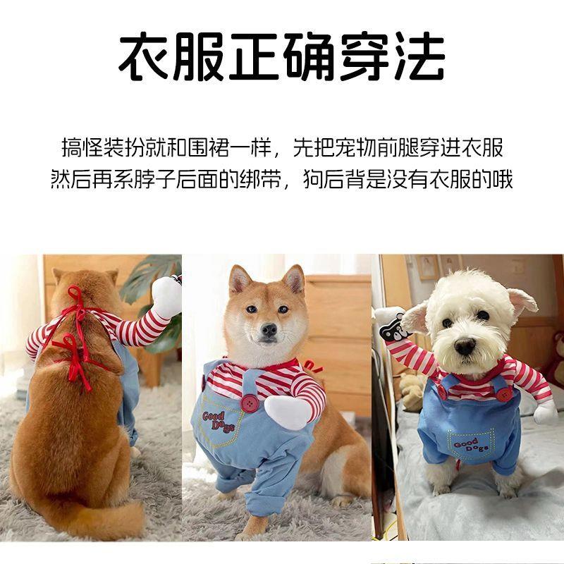 万圣节网红抖音拿刀致命娃娃狗狗搞怪变身装猫咪宠物衣服中小型犬