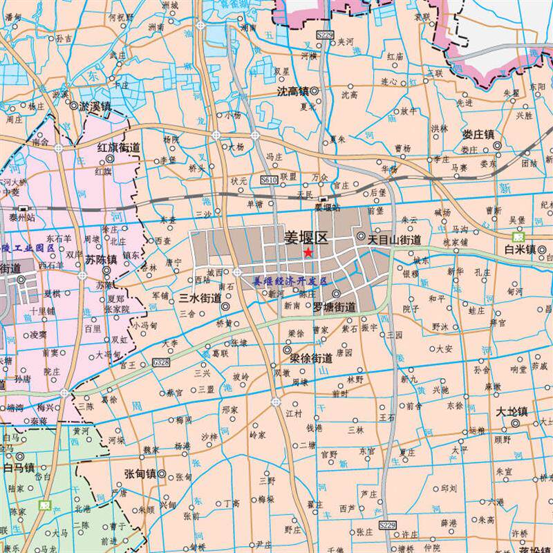 现货泰州市地图交l通行政区划图墙壁2025新款办公室地图装饰挂画
