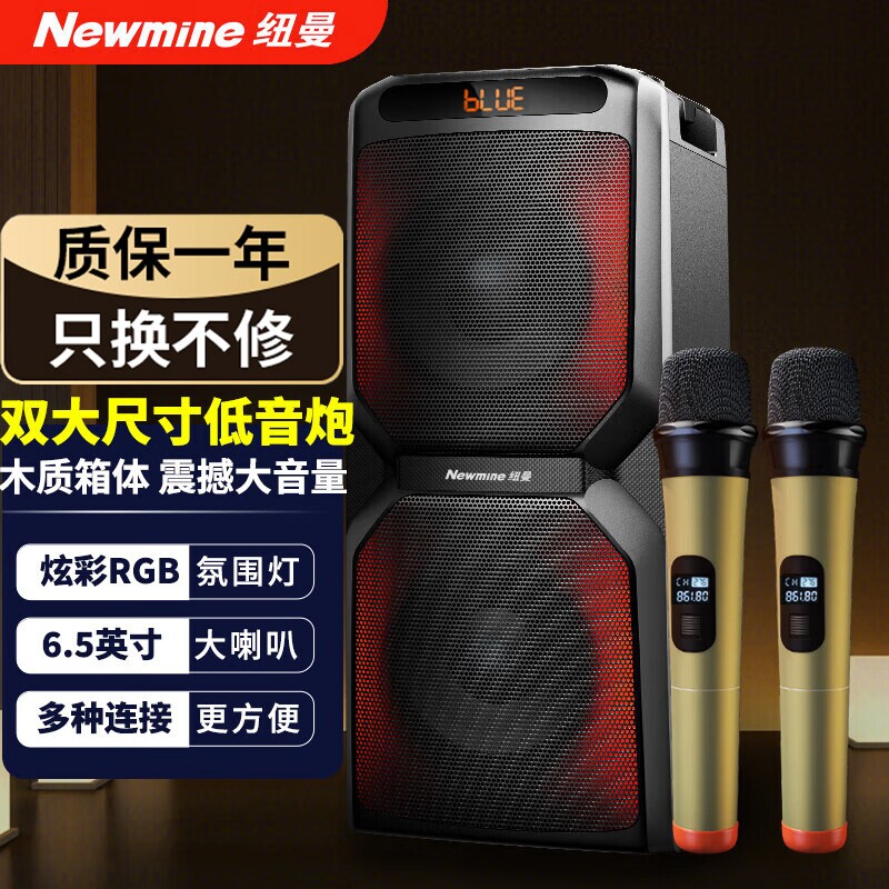 纽曼A2无线蓝牙音箱便携户外广场叭大功率低音炮舞音响6.5英寸喇