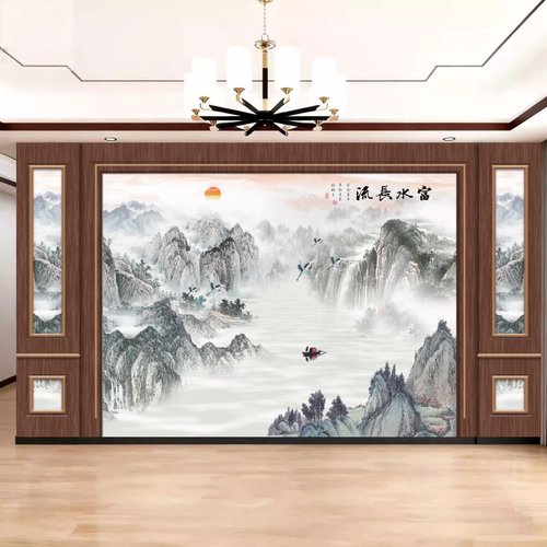 3D水墨山水碳晶护墙板背景墙