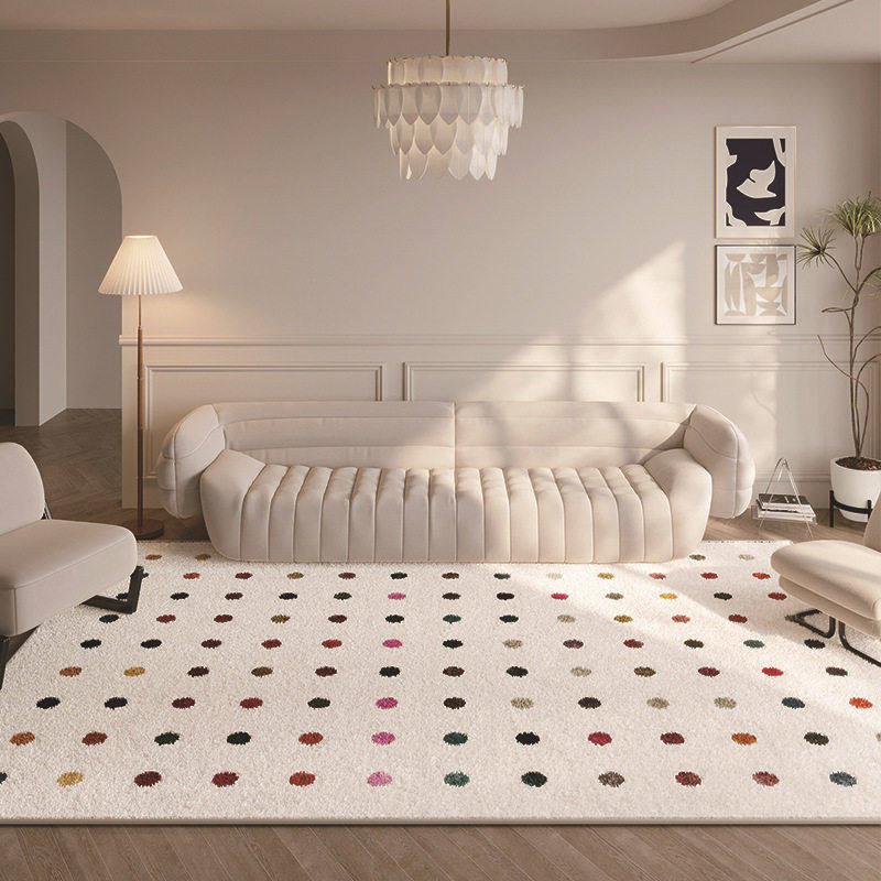 奶油风圆点客厅沙发茶几仿羊绒满铺地毯耐脏易打理卧室家用床边毯,居家布艺,家用脚垫,淘宝优惠券,粉丝福利购,淘宝优惠卷