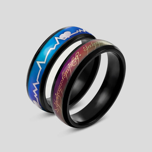 不锈钢感温变色戒指男士钛钢食指戒女欧美个性时尚情侣对戒饰品