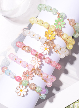 2025新款彩色小雏菊琉璃弹力时尚手饰百搭手链礼物