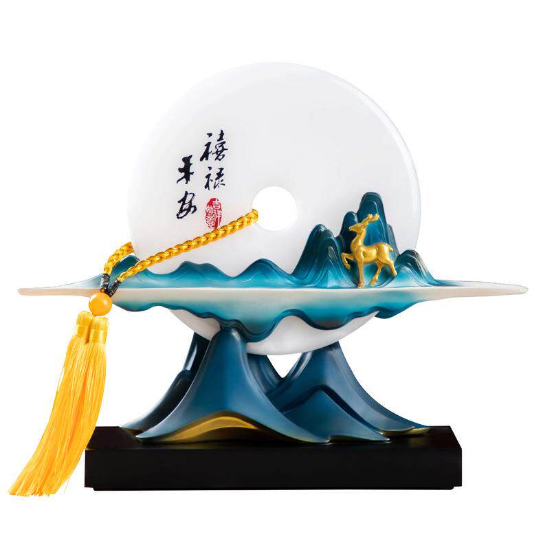 一路平安鹿摆件平安扣办公室桌玄关客厅创意中式工艺品保险开门红