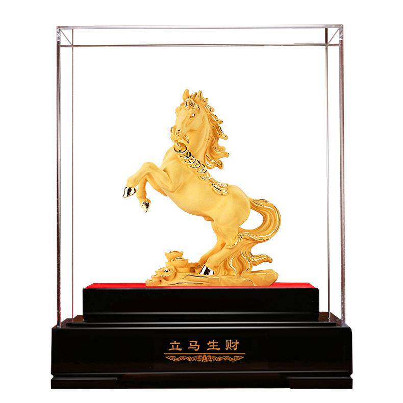 绒沙金马摆件十二生肖成功之马办公室装饰品保险开门红送客户礼品