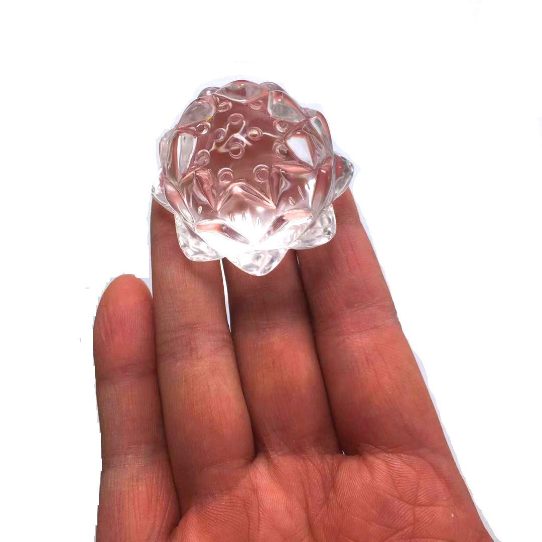 天然白水晶雕刻件水晶家居工艺品摆件手工雕刻白水晶莲花摆