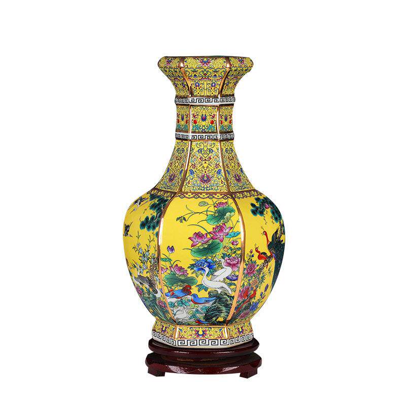 中式陶瓷器花瓶珐琅彩摆件景德镇客厅插花装饰品礼盒仿古董工艺品