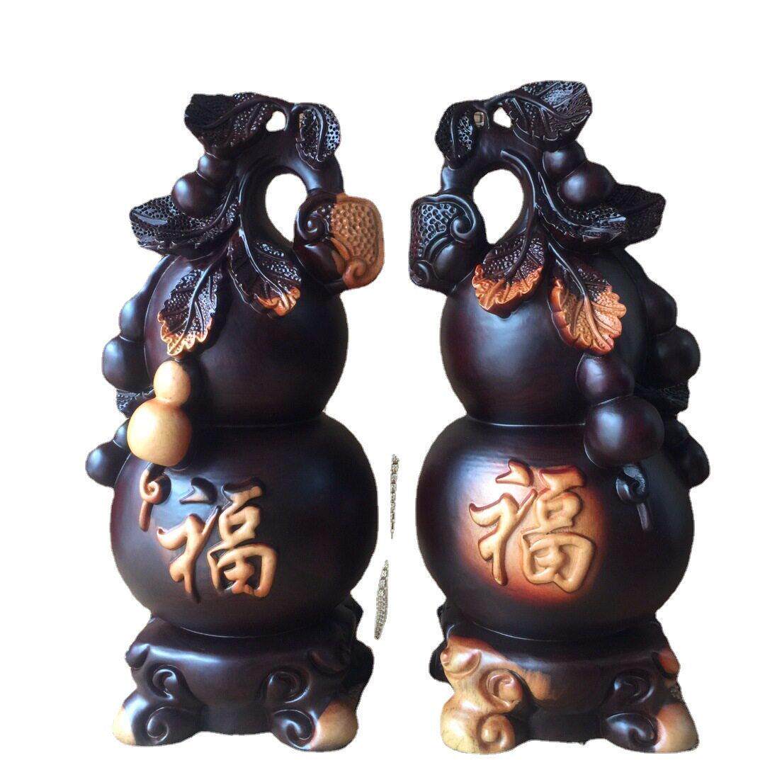 黑檀实木雕刻葫芦摆件木头根雕大号多子多福禄红木家居装饰工艺品