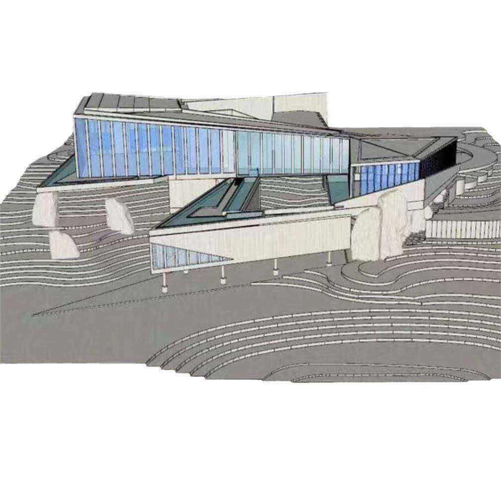 摆件工艺品建筑环艺模型成品山海美术馆实体模型激光未拼装激光切