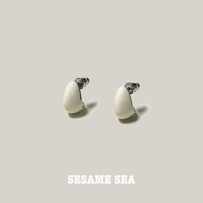SESAME SEA滴落耳钉原创设计撞色拼接简约显脸小金属耳钉百搭耳环