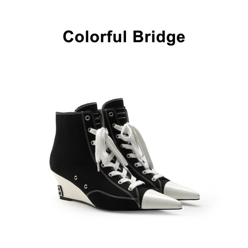 坡跟尖头帆布鞋ColorfulBridge