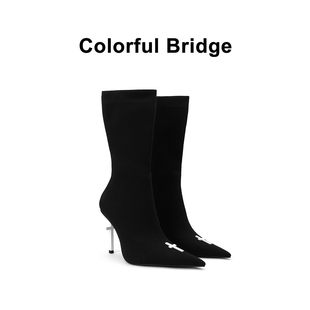 飞织弹力袜靴女高跟短靴 Crucifix十字架系列 Colorful Bridge