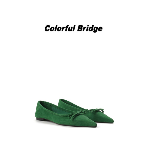 Colorful Bridge【苔藓绿】蝴蝶结平底芭蕾鞋 浅口蛋卷鞋女士单鞋
