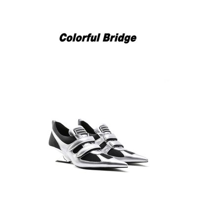 Colorful Bridge【银驰】设计师款坡跟德训鞋 女士尖头高跟鞋