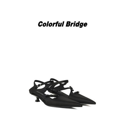 Colorful Bridge【绮结】设计师款蝴蝶结绸缎尖头时装女士凉鞋