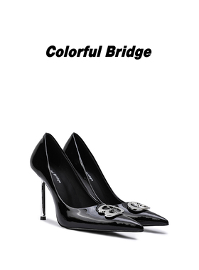 Colorful Bridge【蝶刃】蝶翅扣高跟鞋 银色细跟设计感女士单鞋