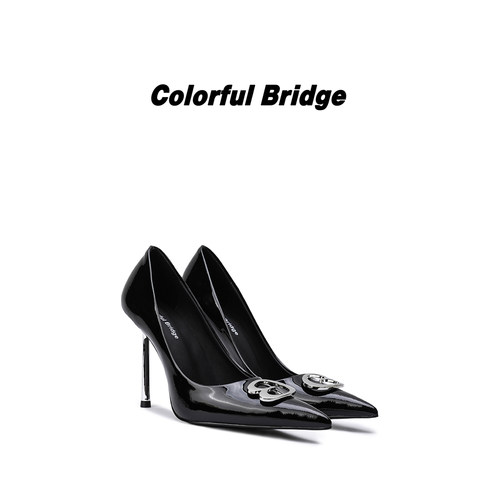 Colorful Bridge【蝶刃】蝶翅扣高跟鞋 银色细跟设计感女士单鞋