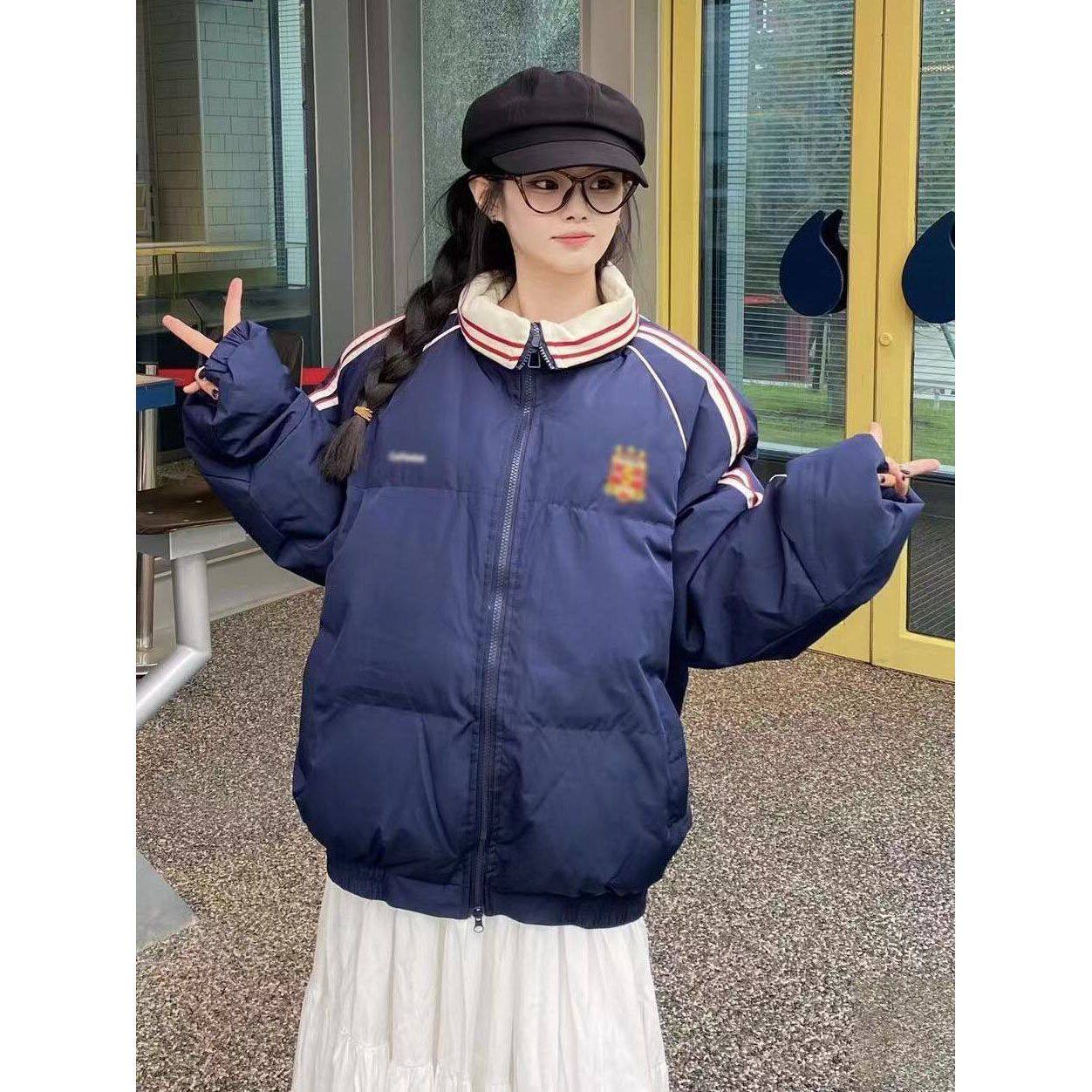 羽绒棉服女2025新款冬季学院风棉衣外套宽松加厚保暖国潮情侣棉袄