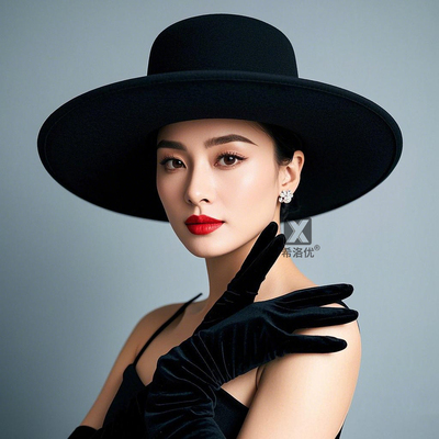 法式赫本风高级感平顶礼帽女春夏冬英伦白色平沿骑士网红拍照帽子