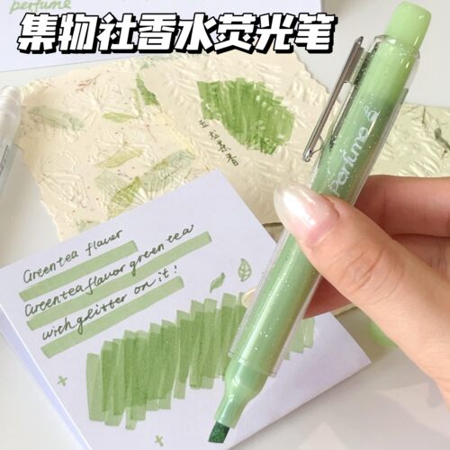 集物社香水荧光笔闪光标记笔细闪记号笔高颜值彩色划重点手账笔