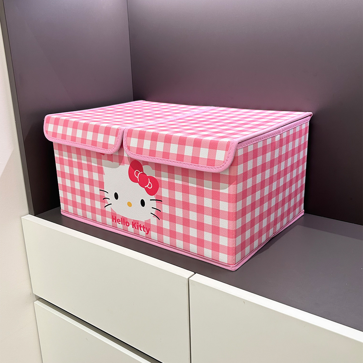 折叠双格kitty内衣内裤收纳盒桌面收纳箱储物盒女学生宿舍卧室