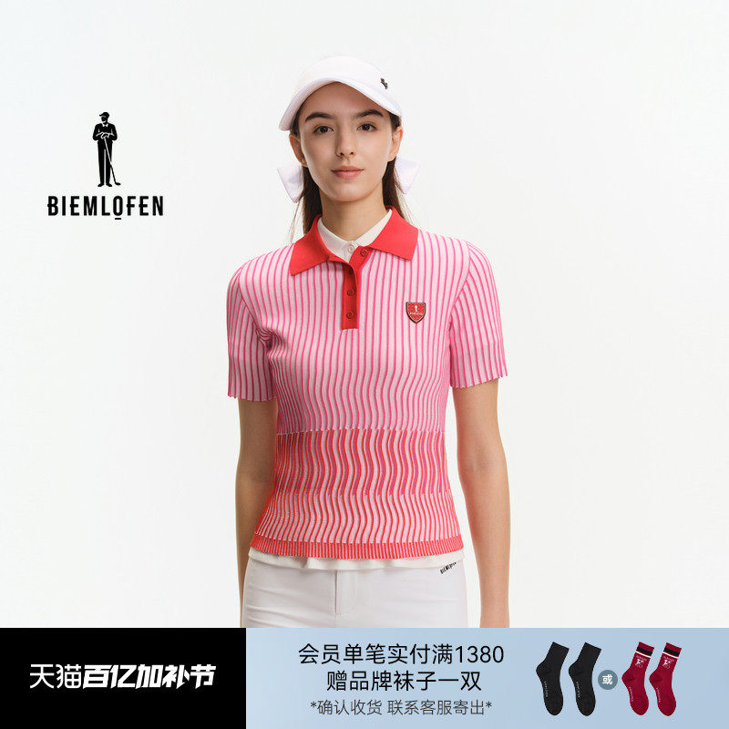 【沁柔纱】比音勒芬高尔夫2025秋季新款女运动休闲百搭短袖针织衫