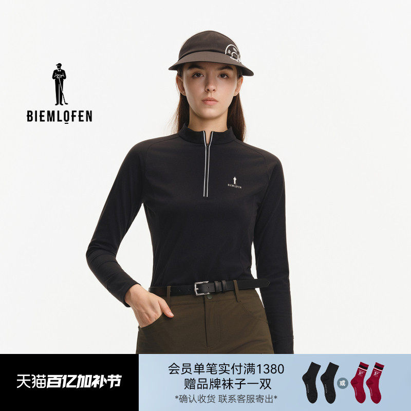 【意大利科技双面绒】比音勒芬高尔夫2025秋新女时尚立领长袖T恤