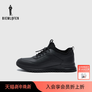 新款 比音勒芬高尔夫2025春季 男户外皮面免系带休闲鞋 抗菌防臭