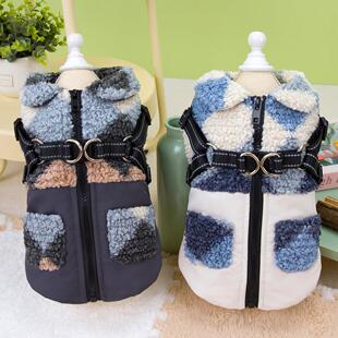 狗狗猫咪秋冬加厚马甲棉衣背上拉链牵引胸背泰迪比熊宠物保暖衣服