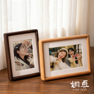 黑胡桃实木质榫卯相框摆台高级感6寸8寸7寸洗照片做成定制A4空框