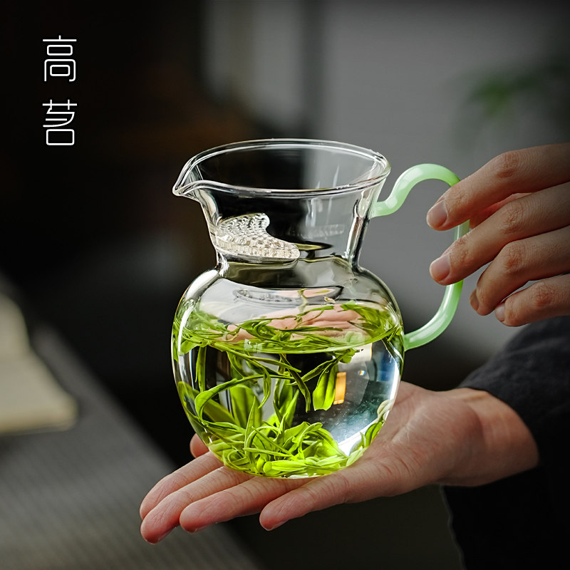 高茗玻璃月牙公道杯2026新款滤茶器网一体分茶器高档加厚耐高温茶