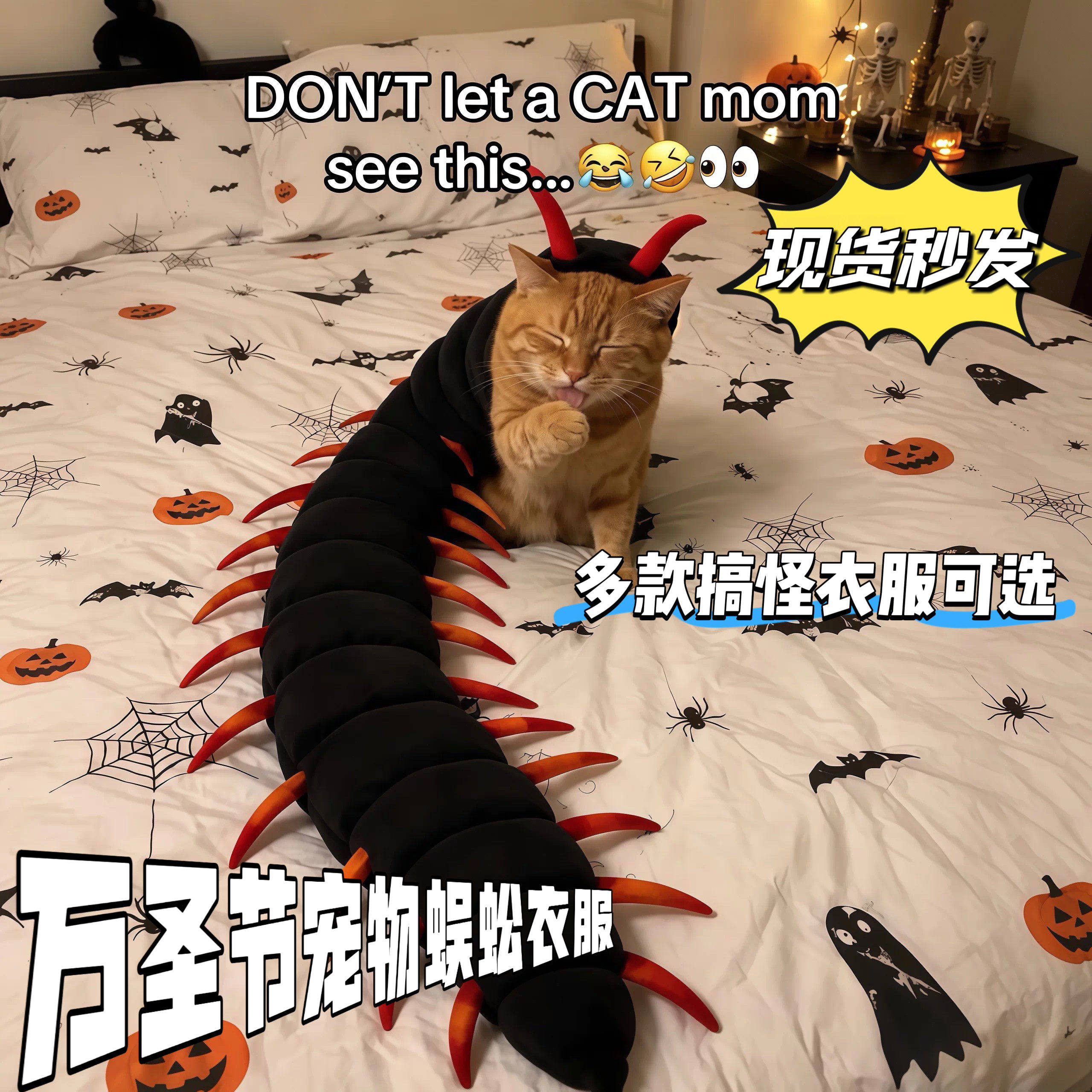 万圣节猫咪蜈蚣衣服长款多脚变身服猎奇宠物搞怪服饰趣味猫咪装扮