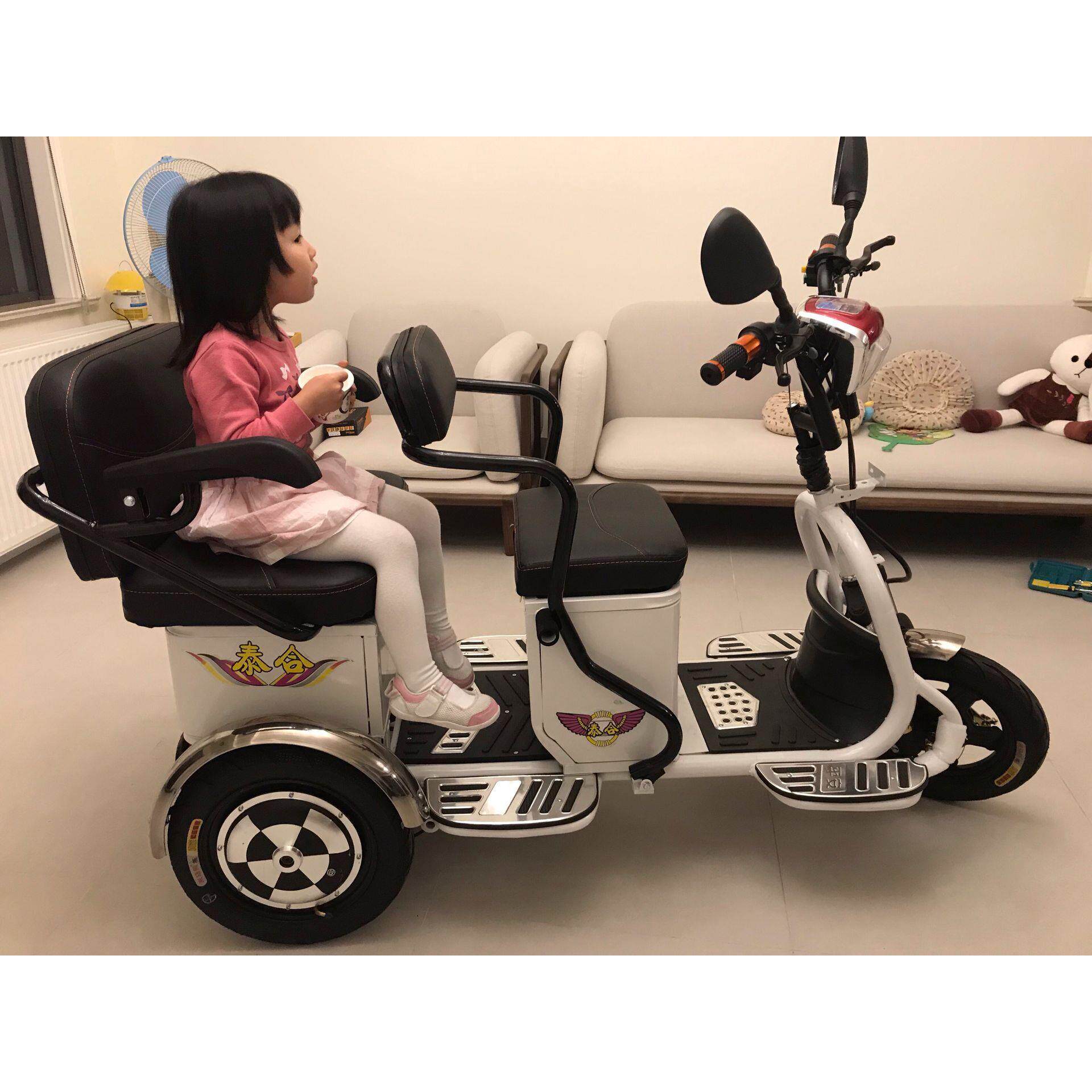 双人电动车接送孩子成人家用老人老年女性双人电瓶三轮车可上牌