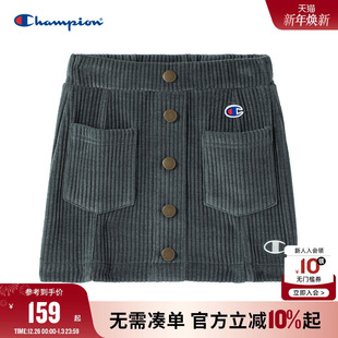 短裙 日系复古刺绣小C标波纹工装 Champion冠军女儿童装 25秋冬新款