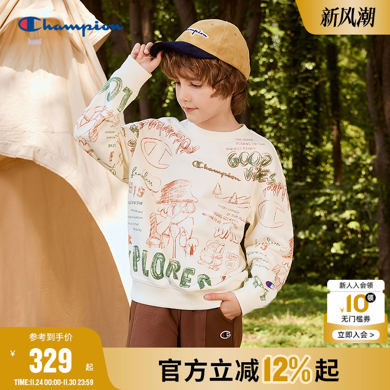 Champion冠军涂鸦印花圆领卫衣