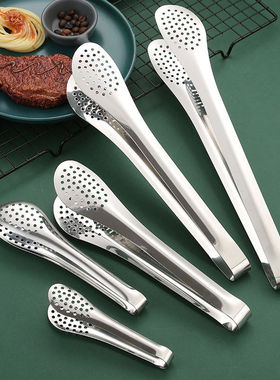 304不锈钢食品夹牛排夹菜 厨房精巧夹烤肉面包蛋糕食物夹烧烤夹子