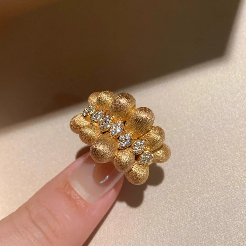 镀银复古手工拉丝缎带咖啡豆戒指