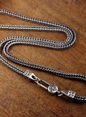 新款狐尾项链男士复古潮男简约粗