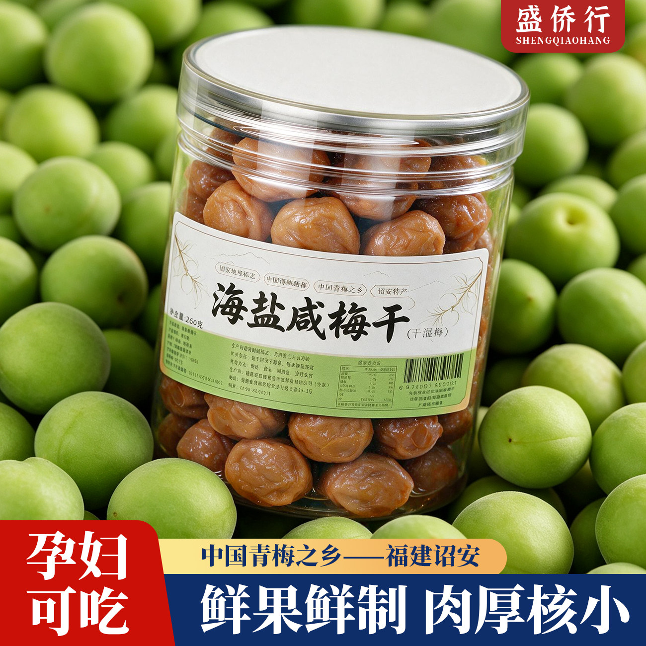 海盐咸话梅正宗半干湿梅蜜饯孕妇梅子泡水零食潮汕特产官方旗舰店