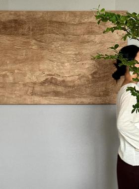 树皮原木风小众艺术客厅沙发背景墙装饰画侘寂风简约抽象玄关挂画