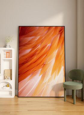 橙色艺术入口装饰画现代无障碍豪华抽象羽毛客厅沙发背景墙壁画餐