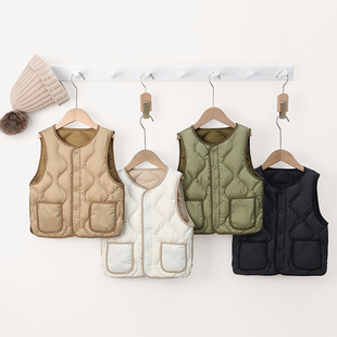 童装儿童羽绒马甲2024年新款秋冬季男童女童宝宝中大童亲子装马夹