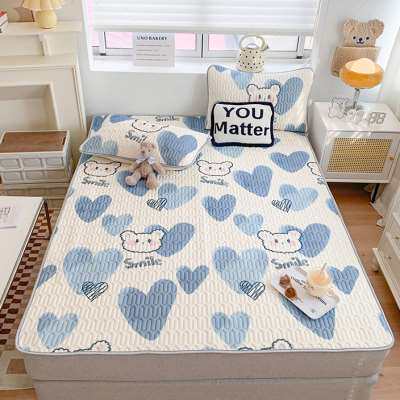 乳胶冰丝凉席三件套四床笠款夏天季婴儿童可用水洗单人空调席垫子