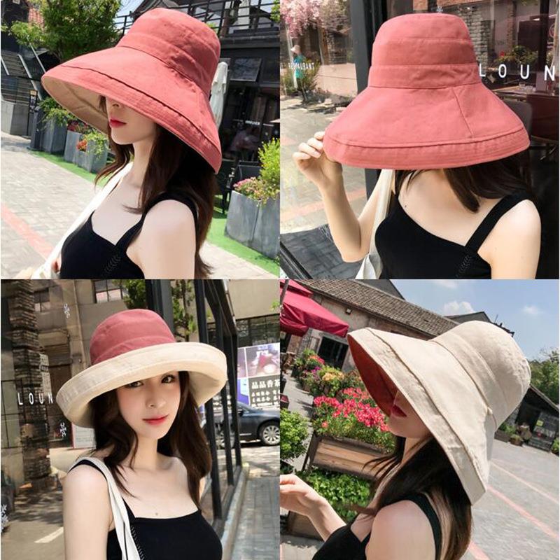 帽子女时尚韩版纯色帽女士春秋季渔夫帽百搭带檐潮冬天显脸小盆帽