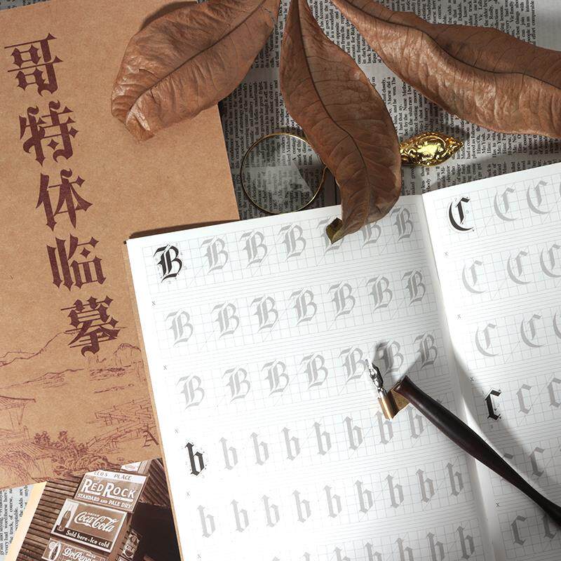 哥特体字帖英文书法练字帖学生入门平行笔平头漂亮字体女生鸭嘴笔