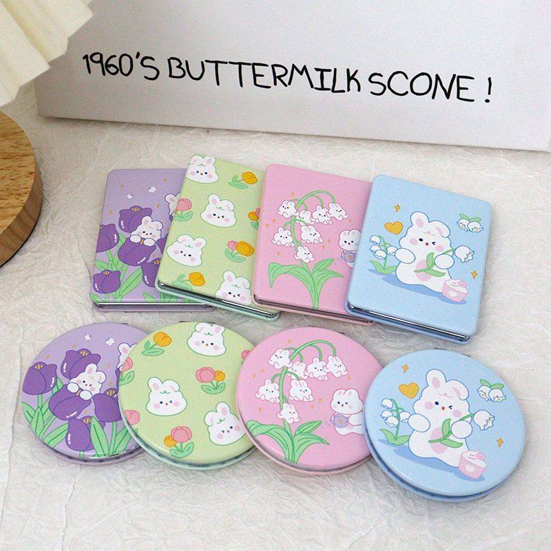 ins折叠双面小镜子可爱手持化妆镜随身便携高颜值高折叠镜学生女